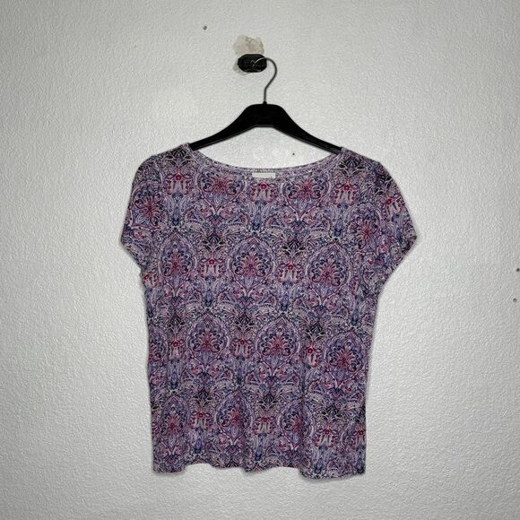 Woman’s J. Jill Multicolor Paisley Short Sleeve Blouse Size M - Picture 1 of 3